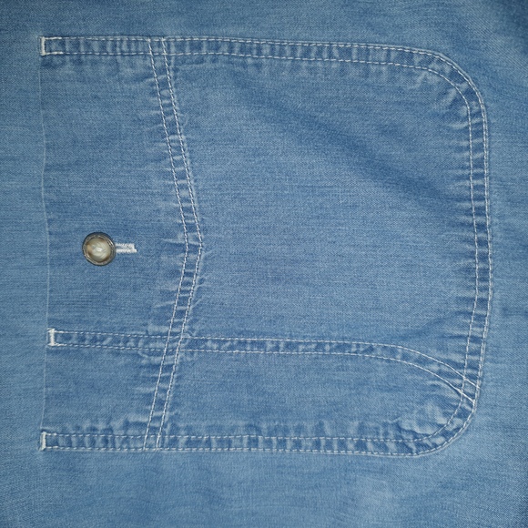 Mens Size Chest 52-53" Collar 47cm Vintage Light Blue Denim Shirt - Picture 3 of 10